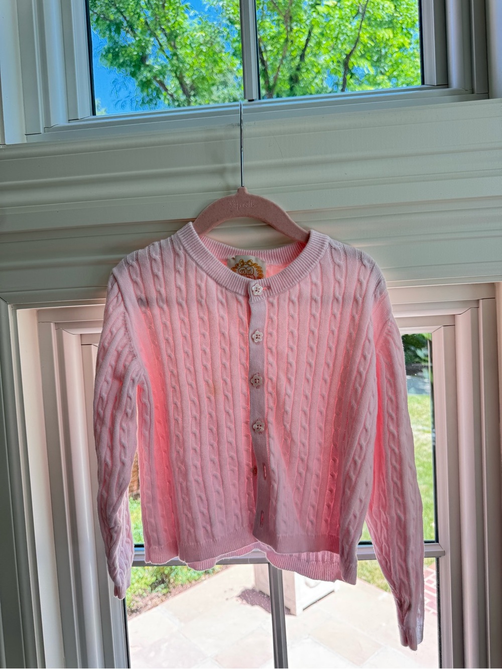 The Beaufort Bonnet Company Pink Cable Knit Button-Up Cardigan